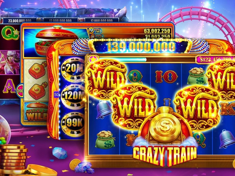 Hình ảnh bàn Roulette và máy Slot Game trong casino trực tuyến VIP79