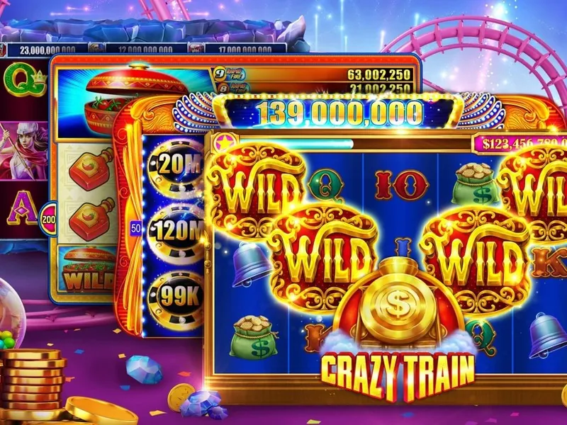 Hình ảnh bàn Roulette và máy Slot Game trong casino trực tuyến VIP79